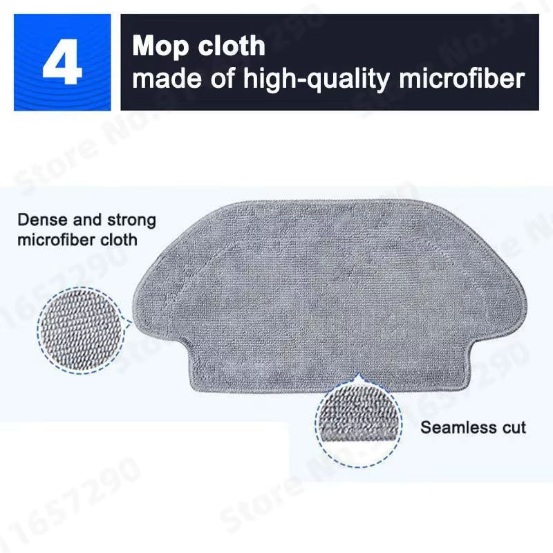 Roborock Zubehör-Set für S10 S12 B106GL mit HEPA-Filter, Hauptseitenbürste und Mop-Tuch aus Kunststoff - Bild 3