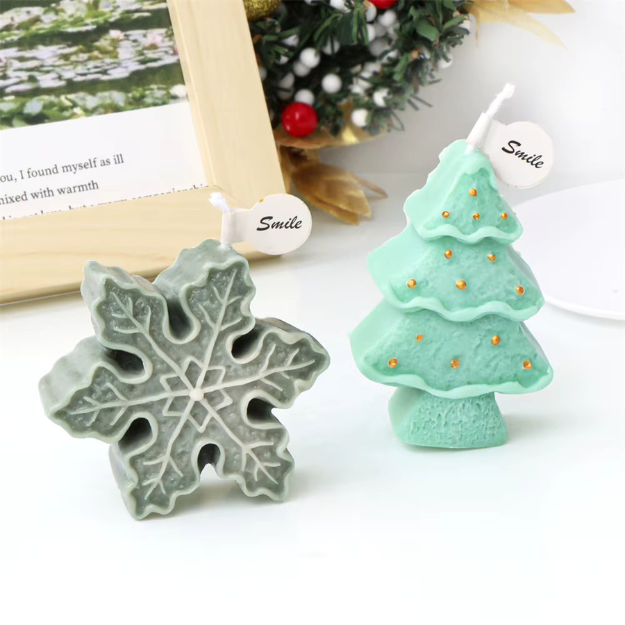 Silikon Kerzenform für Weihnachtsdekoration mit Motiven wie Baum, Schnee, Blume und Stern für DIY Gips- und Kerzenhandwerk - Bild 2