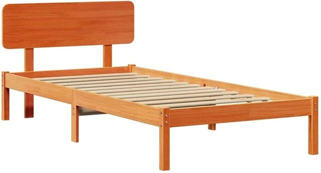 vidaXL Bettrahmen aus massivem Kiefernholz in Wachsbraun, B/T/H: 80 x 200 x 206,5 cm - Bild 1