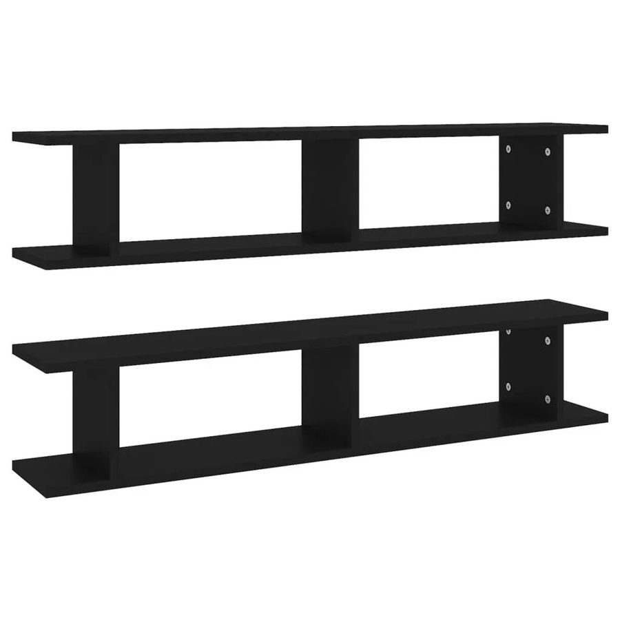 vidaXL Wandregale 2er Set Schwarz aus Holzwerkstoff B: 105 cm, H: 18 cm, T: 20 cm - Bild 2