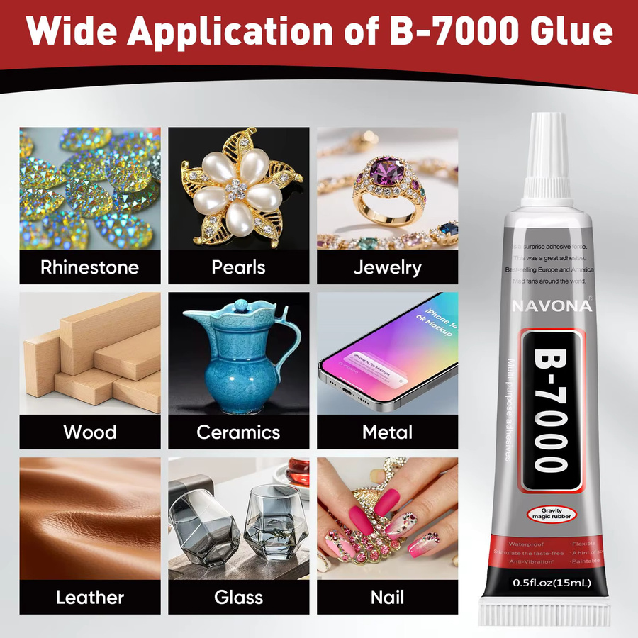 8er Set B7000 Kunstharzkleber, transparenter Universalkleber für Schmuck und Mobiltelefone, 15 g pro Stück - Bild 5