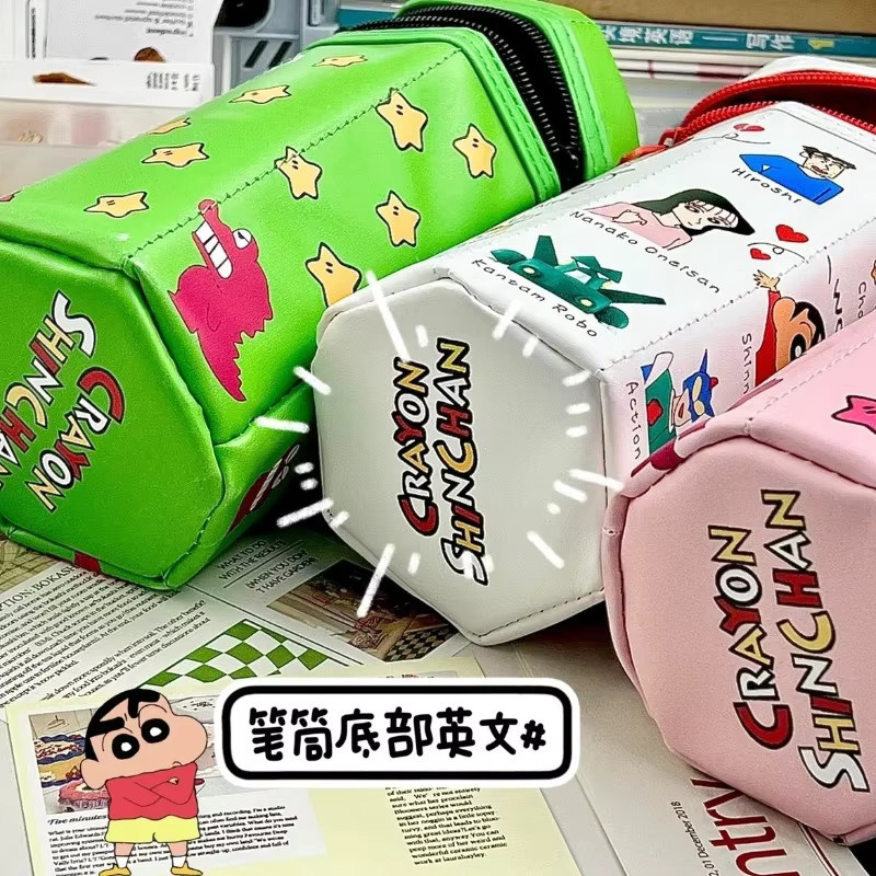 Bandai Crayon Shinchan Federmäppchen in Sechseck-Form, buntes Kunststoff-Etui für Schüler - Bild 3