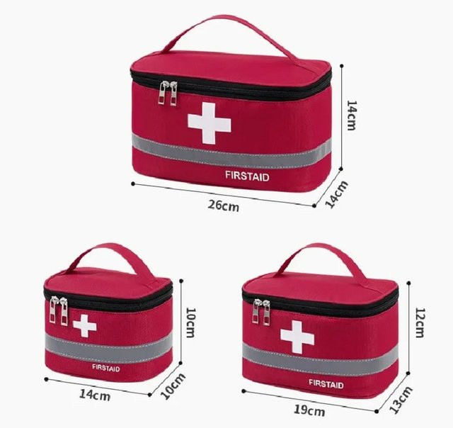 QHSPE Tragbare Erste-Hilfe-Tasche in Rot zur Medikamentenaufbewahrung und medizinischen Ausrüstung für Haushalt und Outdoor - Bild 1