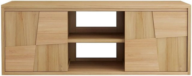 Waschbeckenunterschrank Vente-unique Sumbawa aus Massivholz Teak in Naturfarben Hell B/T/H: 120 x 50 x 45 cm - Bild 1
