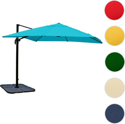 MVG Gastronomie-Ampelschirm MVG-A96 in Türkis mit Schirmständer, 360 Grad drehbar, B: 360 cm, H: 300 cm - Bild 1