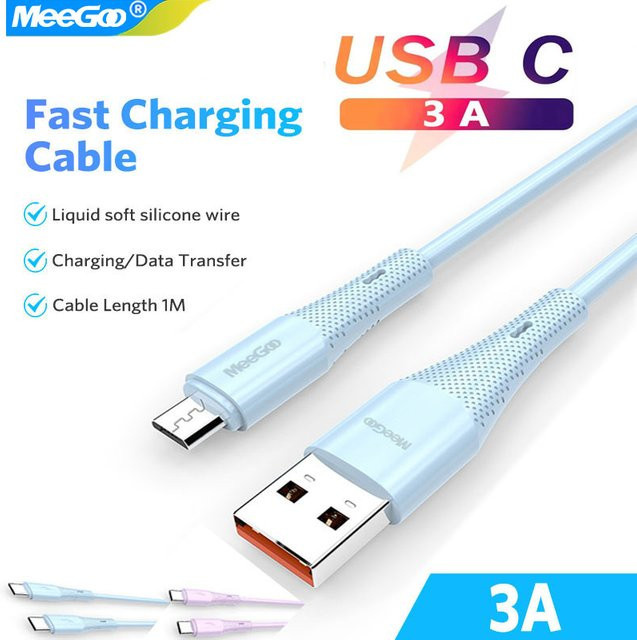 MeeGoo USB-Typ-C-Kabel in Lila mit 3 A Schnellladefunktion und USB-3.0-Datenübertragung - Bild 1