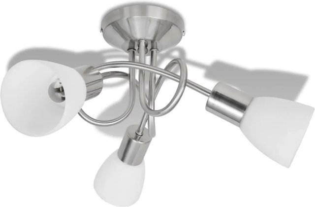 vidaXL Deckenleuchte modern in Silber mit Glas-Lampenschirmen für 3 E14 Glühlampen, B/T/H: 120 x 46 x 23 cm - Bild 1