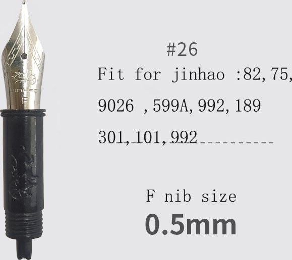 3er-Set Jinhao 100 Füllfederhalterfedern mit schwarzem Abschnitt, Gold- und Silberbesatz, Größen F und M, kompatibel mit Jinhao 159, 750, 450 und 82 - Bild 1