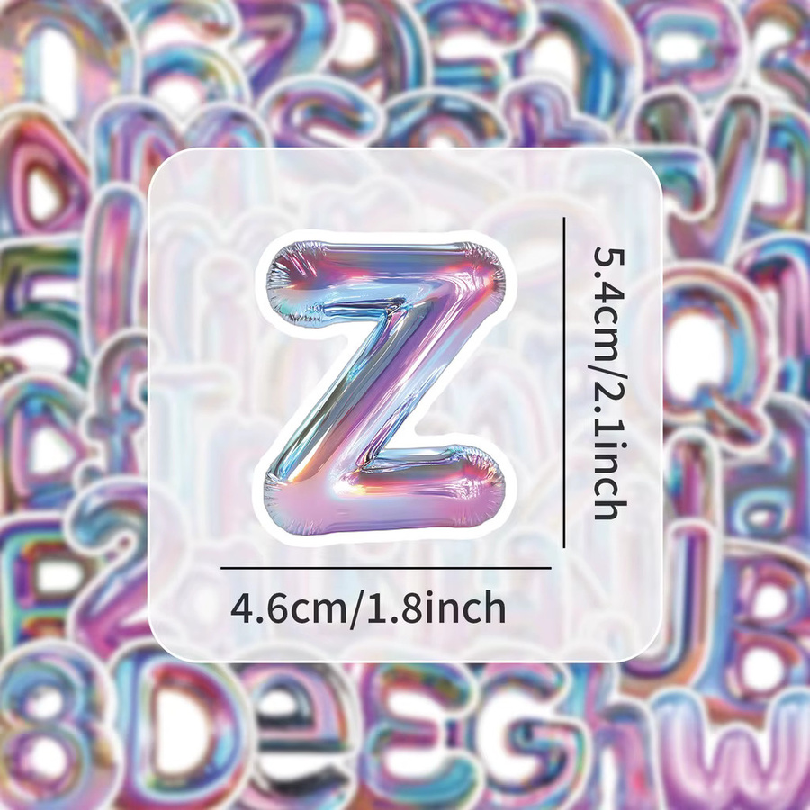 63 Stück 3D Glänzende Buchstaben- und Zahlen-Aufkleber in Multicolour von Anime Worlds Store für Laptop, Gepäck und Basteldekoration - Bild 3