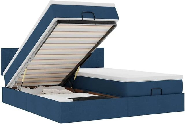 vidaXL Ottoman-Bett mit Matratze und LED-Beleuchtung in Blau, B/T/H: 160 x 200 cm - Bild 1