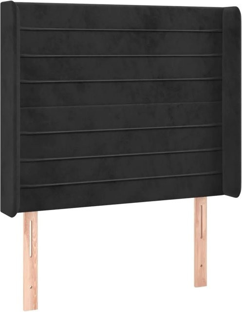 vidaXL Kopfteil mit Ohren in Schwarz aus Samt, B/T/H: 83 x 16 x 118/128 cm - Bild 1