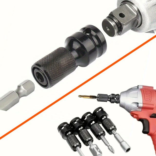 DUTRIEUX Adapter-Set 1/2 Zoll Vierkantantrieb auf 1/4 Zoll Sechskantkonverter mit O-Ringen und Stiften für DIY-Metallprojekte - Bild 1