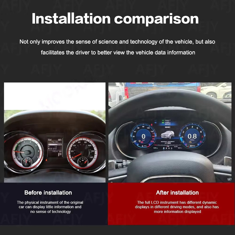 YANFU Digitales Auto-Instrumentencluster mit Carplay für Dodge Durango 2008 bis 2021, Virtuelles Cockpit Dashboard Panel, Schwarz - Bild 2
