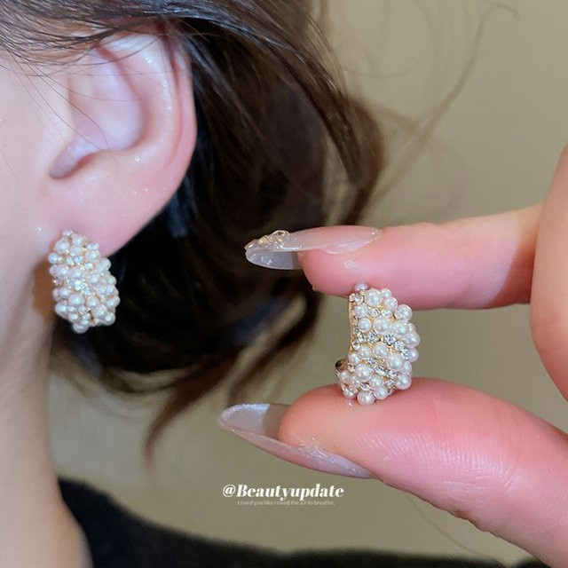 UOSU Ohrringe, Vintage, Zirkonia, Perle, Damen - Bild 1