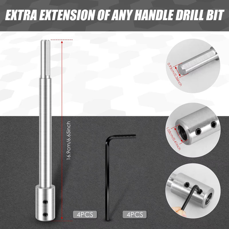 Toorise 4er Set Magnetische Bit Halter Verlängerung mit 0,36 Zoll Hex Anschluss, Farbe Silber, Länge: 16,9 cm - Bild 4