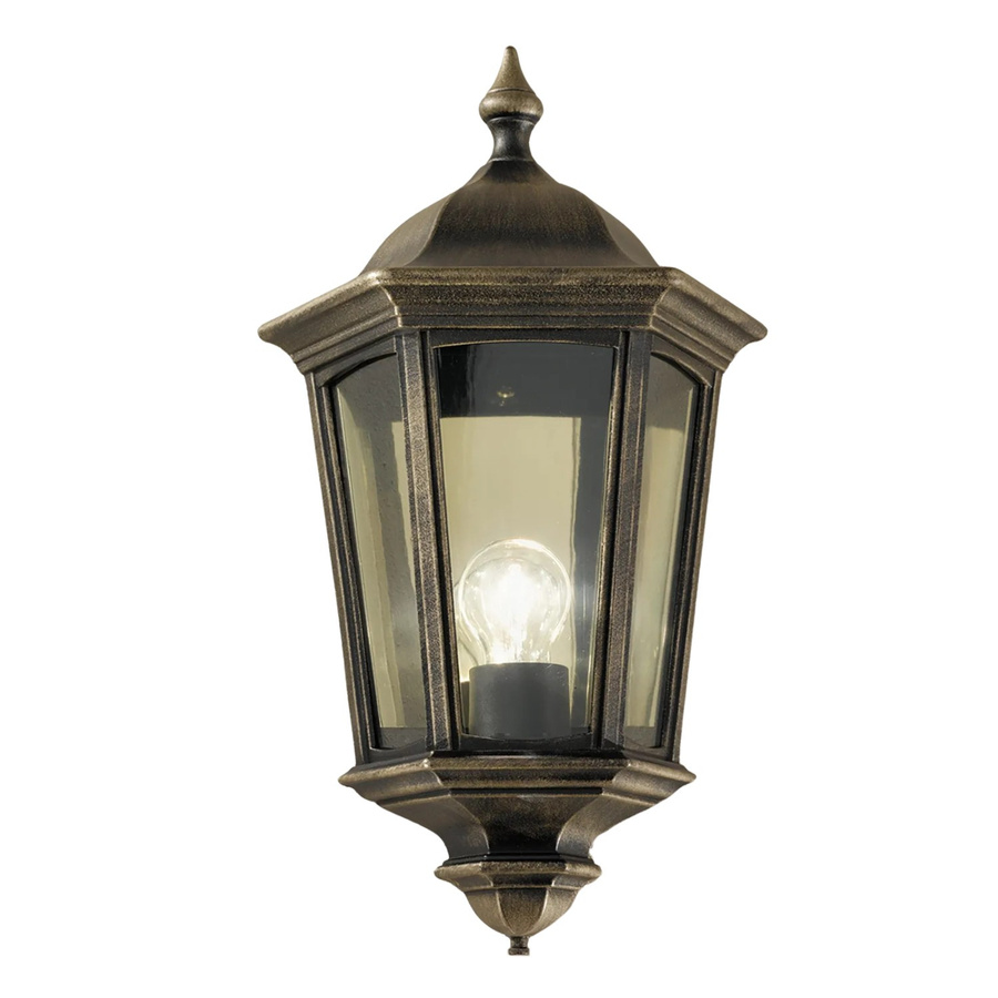 Orion Leuchten Außen Wandleuchte aus Siluminguss in Schwarz-Gold mit Rauchglas und E27 Fassung, dimmbar, IP44 - Bild 2