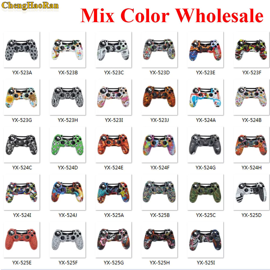ChengHaoRan Silikon Schutzhülle mit Camouflage Graffiti Design für PS4 Slim und PS4 Pro Controller, Mehrfarbig - Bild 1