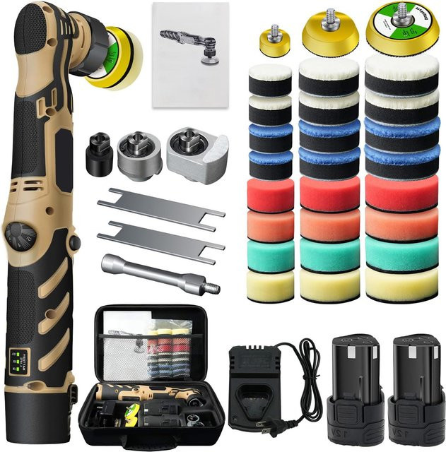 OWJHE Kabelloser 12V Mini-Autopolierer mit Polierpads-Set für Autowachs - Bild 1