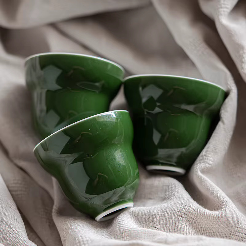 PDQ Teetasse aus Keramik im chinesischen Stil, Grüne Gongfu-Teetasse für Zen und Meditation - Bild 5