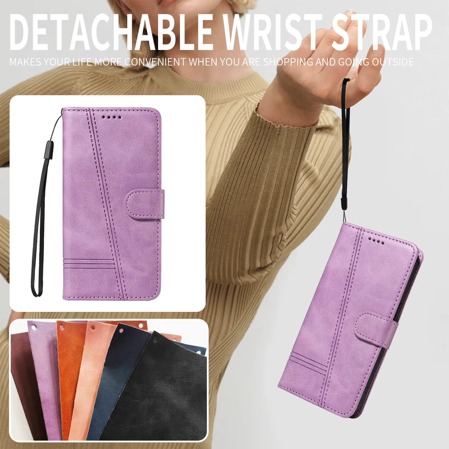 Leder Flip Wallet Case mit Kartenfächern für Samsung Galaxy A32 A33 A34 A35 A52 A52S A53 A54 A55 A72 A73 5G M15 M22 M54 M55 M62 in Lila - Bild 6
