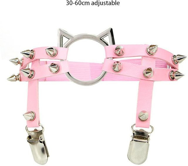 YIRAN Garter Gürtel, Leder, Dornen, Weiß, Damen - Bild 1