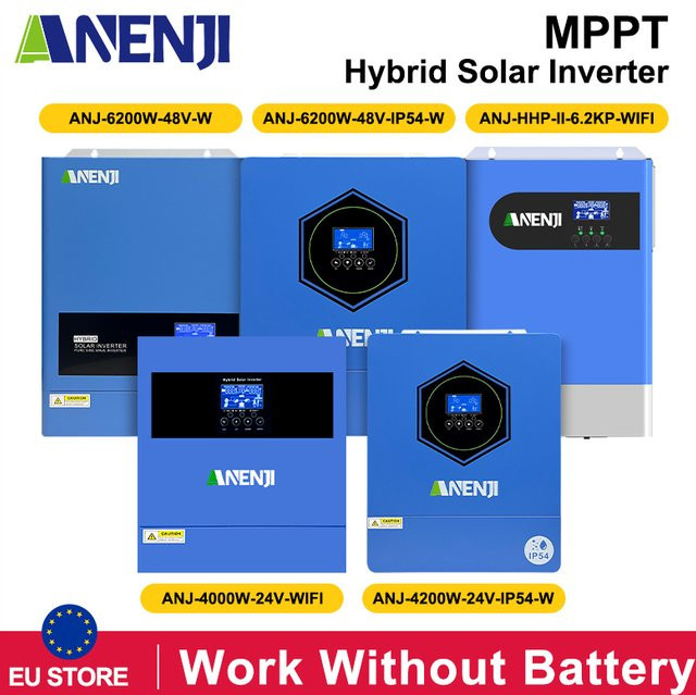 ANENJI Hybrid-Solarwechselrichter 6,2KW 48V 4200W 24V On/Off-Grid mit MPPT 100A 120A und WiFi für LiFePO4-Batterien und Solarmodule in Blau - Bild 1
