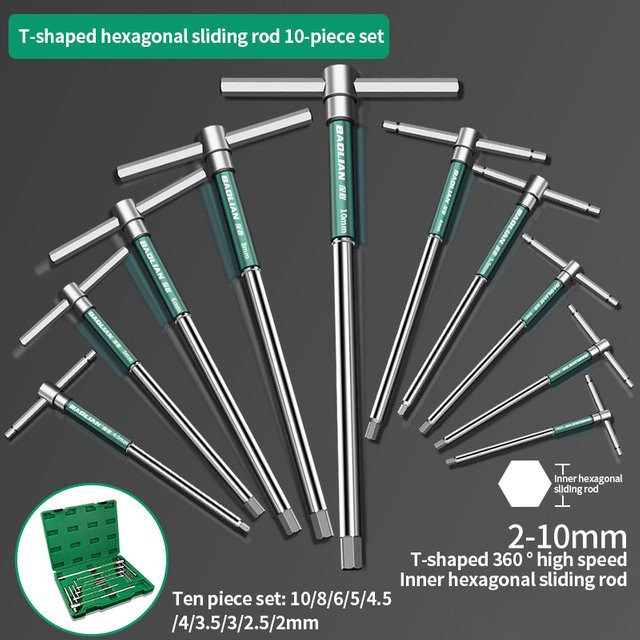 Baolian T-Steckschlüsselsatz Torx-Schraubendreher in Silber, Sortiment von 2,5mm bis 10mm - Bild 1