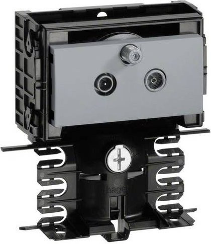 Hager Elektro-Sockelleisten-Zubehör Geräteeinsatz für Antenne/SAT aus Aluminium in Grau - Bild 1
