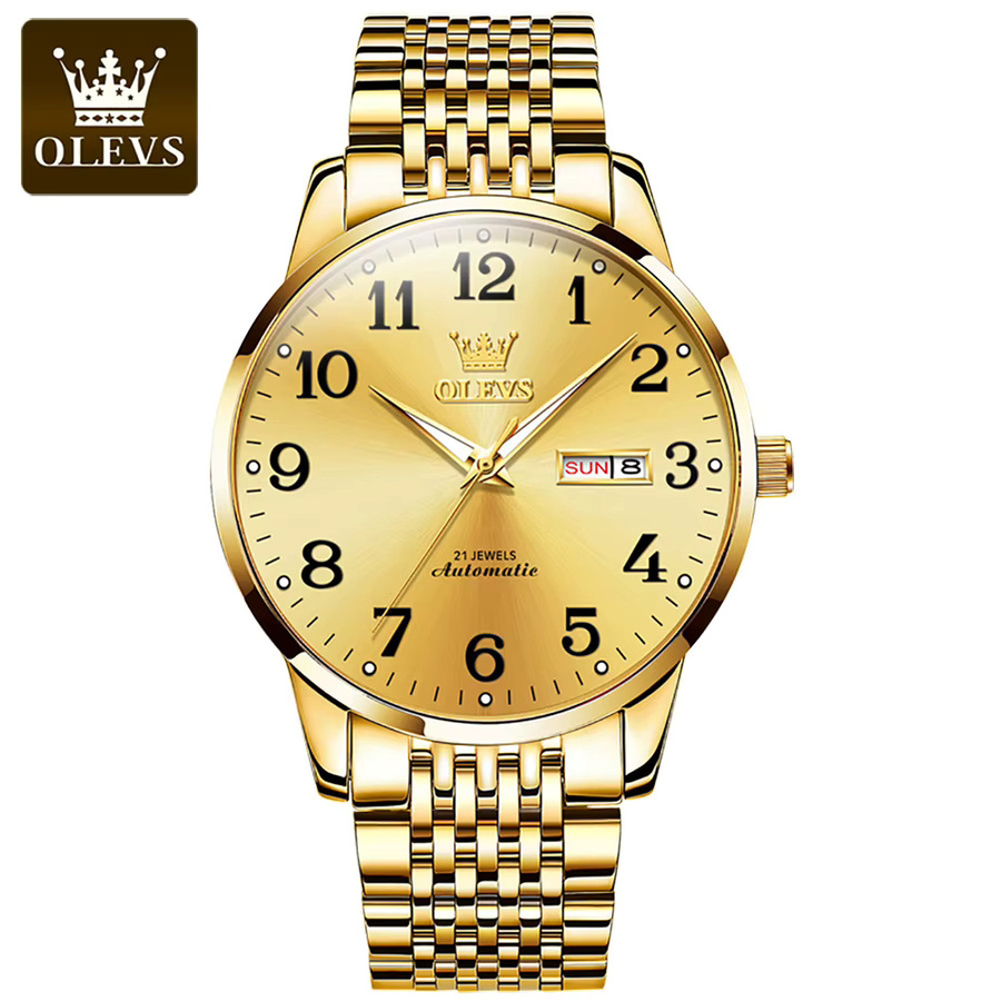 OLEVS Armbanduhr Automatik, Edelstahl, Bicolor, Gold, Herren - Bild 2