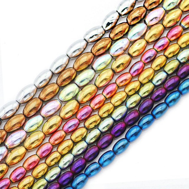 Hämatit Perlen, Reiskörner Oval, 6/8mm, Bunt, Unisex - Bild 1