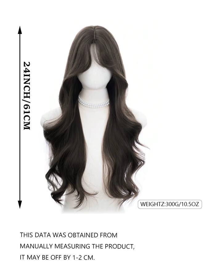 Dunkelbraune Perücke für Damen, gewellt, 61 cm, Synthetik - Bild 2