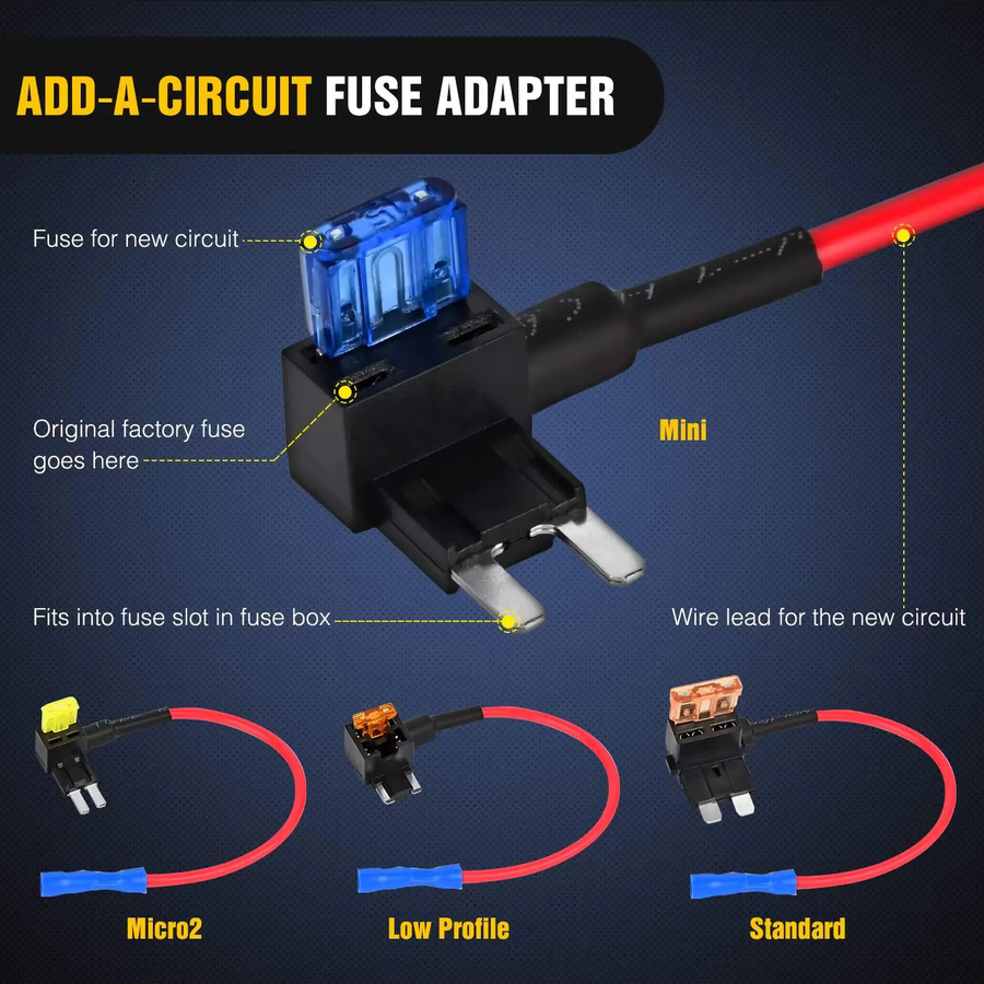 Kebidumei 10 Stück Add-a-circuit TAP-Adapter Auto-Sicherungshalterungen für Autos, LKWs und Boote, Schwarz - Bild 2