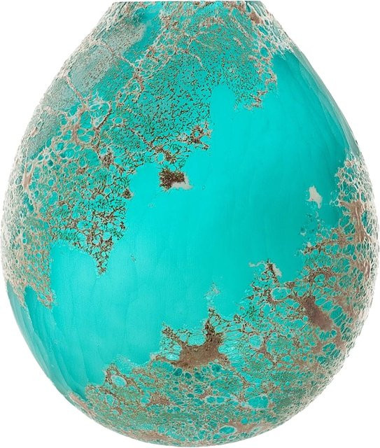NTK-Collection Vase Ocean XL aus Glas in Türkis und Gold mit abstraktem Design und runder Form - Bild 1
