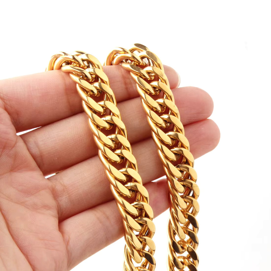 HNSP Halskette Edelstahl, Gold, 10 mm, Herren - Bild 2