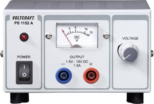 VOLTCRAFT Labornetzgerät PS-1152A in Grau, einstellbar 1,5 - 15 V/DC, 1,5 - 1 A, 22,5 W, 1 Ausgang - Bild 1