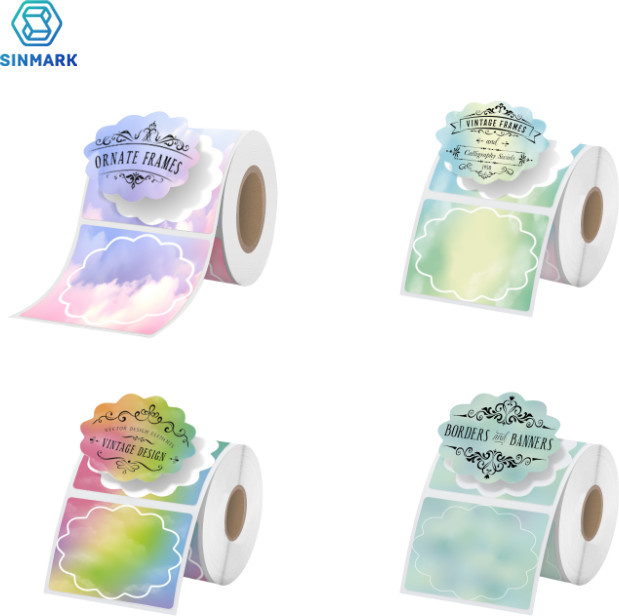 SINMARK Thermoaufkleber in Blumenform, bunte Papier-Etiketten für Phomemo-Drucker, DIY Geschenkanhänger Multicolor - Bild 1