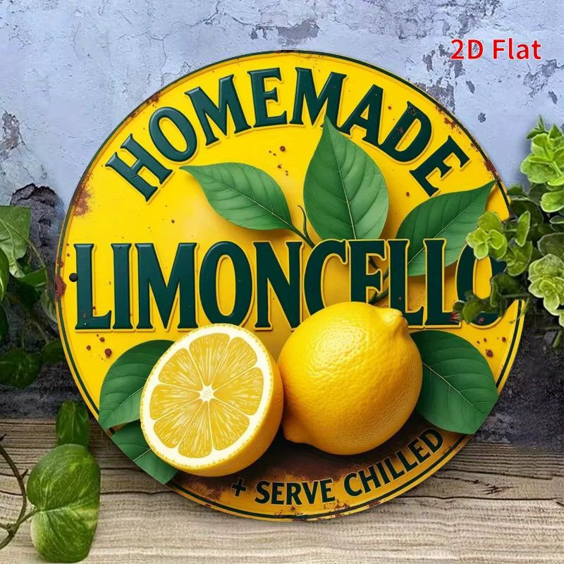 Vintage Metallschild Hausgemachte Limoncello Wanddeko Gelb B/H: 19,81 x 19,81 cm - Bild 4