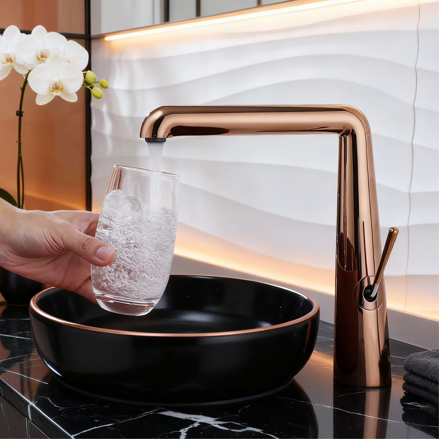 Gestana Einloch-Waschtischmischer aus Messing in Roségold mit Keramik-Ventilkern für Warm- und Kaltwasser - Bild 2