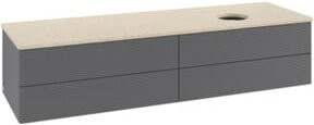 Waschtischunterschrank Antao mit Frontstruktur und Beleuchtung von V&B in Anthrazit lackiert, Breite: 160 cm, Tiefe: 50 cm - Bild 1