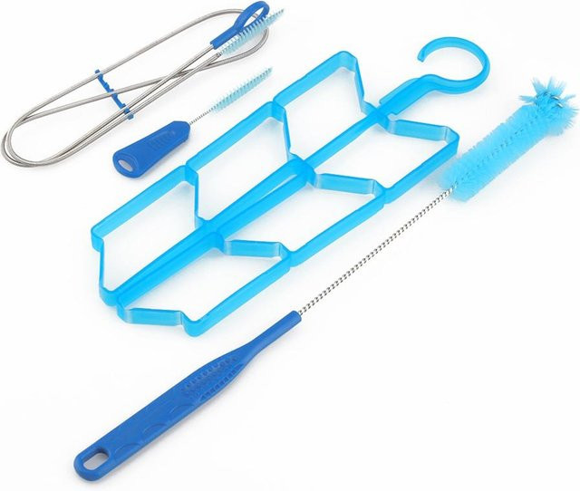 TOMTOP JMS 4 in 1 Tragbares Trinkblasen-Schlauch-Reinigungsset mit Bürsten und Trockengestell in Blau - Bild 1