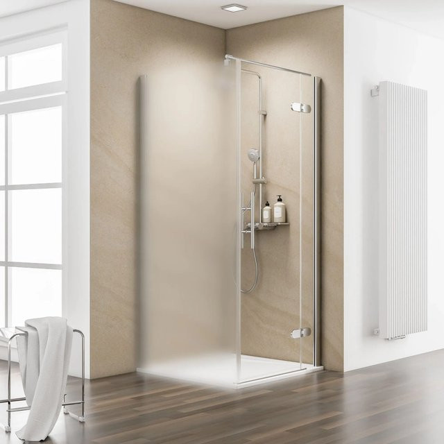 Schulte Master Class Drehtür an Nebenteil für Seitenwand aus Echtglas in Chrom-Optik, Transparent, Breite: 90,0 cm - Bild 1