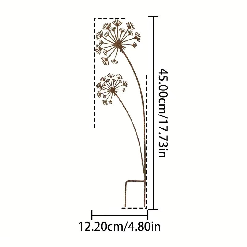 Rustikaler Gartenstecker aus Metall mit floralem Blumen-Design in Braun und Patina-Finish für Garten, Terrasse und Balkon - Bild 2