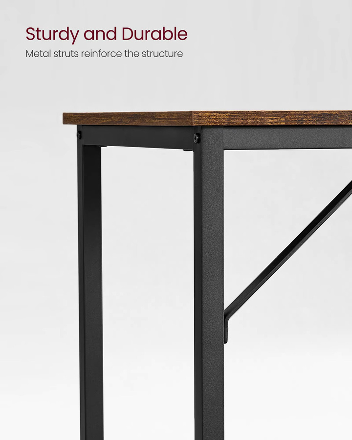 Vasagle Schreibtisch im Industrie-Design, Computertisch für Arbeitszimmer und Schlafzimmer, Braun-Schwarz, B/T/H: 100 x 50 x 75 cm - Bild 4