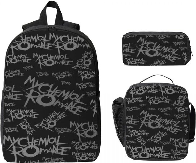 MCR My Chemical Romance Schultaschen Set mit Rucksack, Federmäppchen und Brotdose in Schwarz - Bild 1