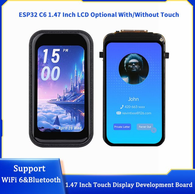 SHCHV ESP32 C6 Entwicklungsboard mit 1,47 Zoll LCD-Display, RGB-LED, WiFi 6 und Bluetooth, Schwarz, 4 MB oder 16 MB Speicher, kompatibel mit Arduino und LVGL - Bild 1