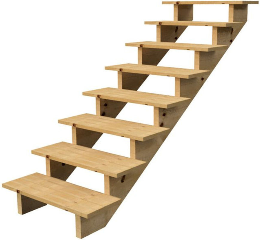 Vinuovo Holztreppe mit 8 Stufen ohne Setzstufen in Natur oder Grün, Höhe: 139 cm, Breite: 60 cm - Bild 1
