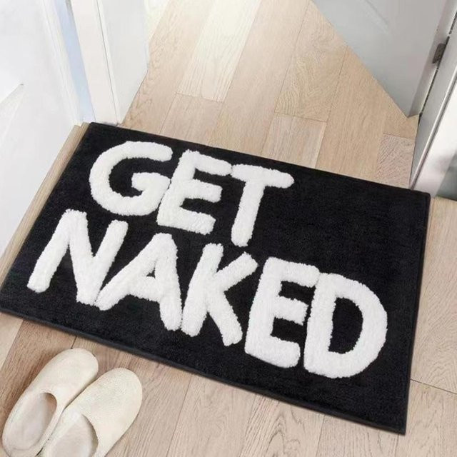 AISIRUI Badematte Get Naked, weiche Mikrofaser Badezimmerteppich in Schwarz-Weiß-Blau, B/B: 40 x 60 cm - Bild 1