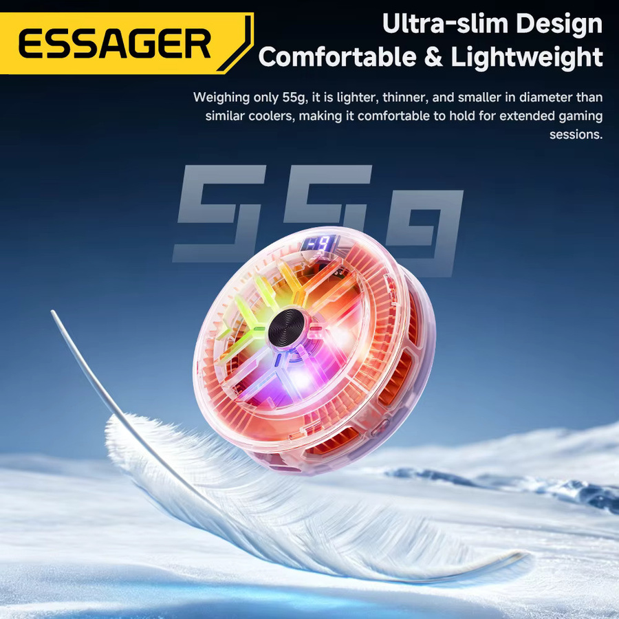 Essager Magnetischer Ultraflacher Handy-Kühler in Schwarz – Geräuschunterdrückender Halbleiter-Kühlventilator für Gaming und Live-Streaming - Bild 6