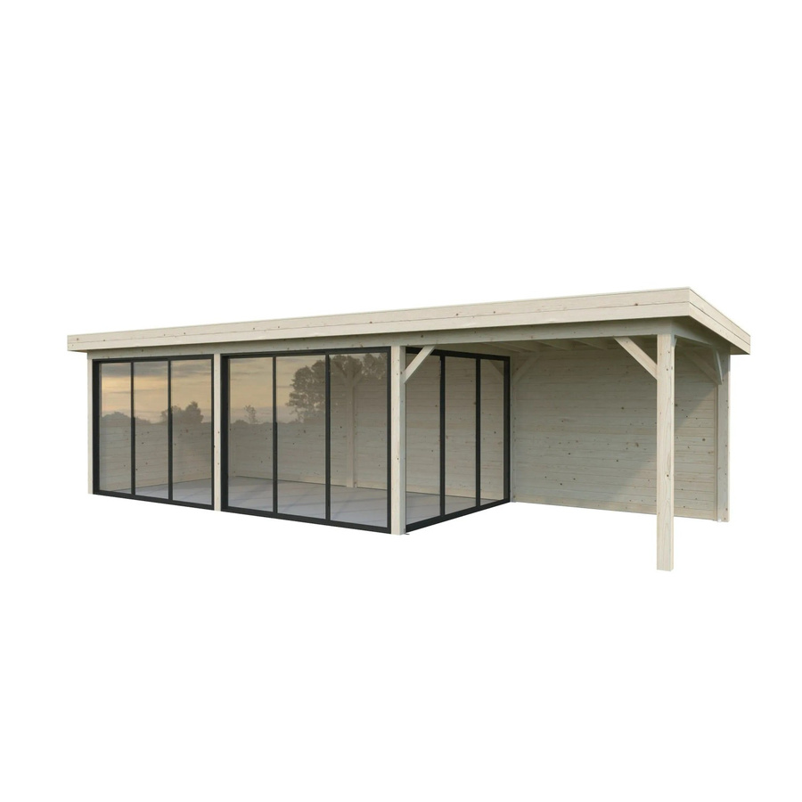 Palmako Pavillon Lenna Set 417 Slide aus Fichtenholz mit ESG Glas in Braun und Transparent, B/T/H: 876 x 300 x 245 cm - Bild 2