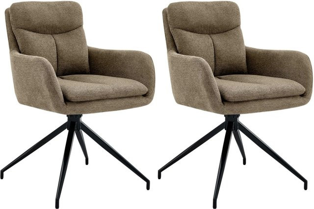 DELUKE 2er Set Esszimmerstühle DUTOR aus Stoff in Braun mit Metallgestell, B/T/H: 57 x 62 x 83 cm - Bild 1